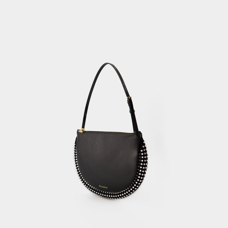 Crystal Bumper-Moon Hobo Bag - J.W. Anderson -  Black - Leather