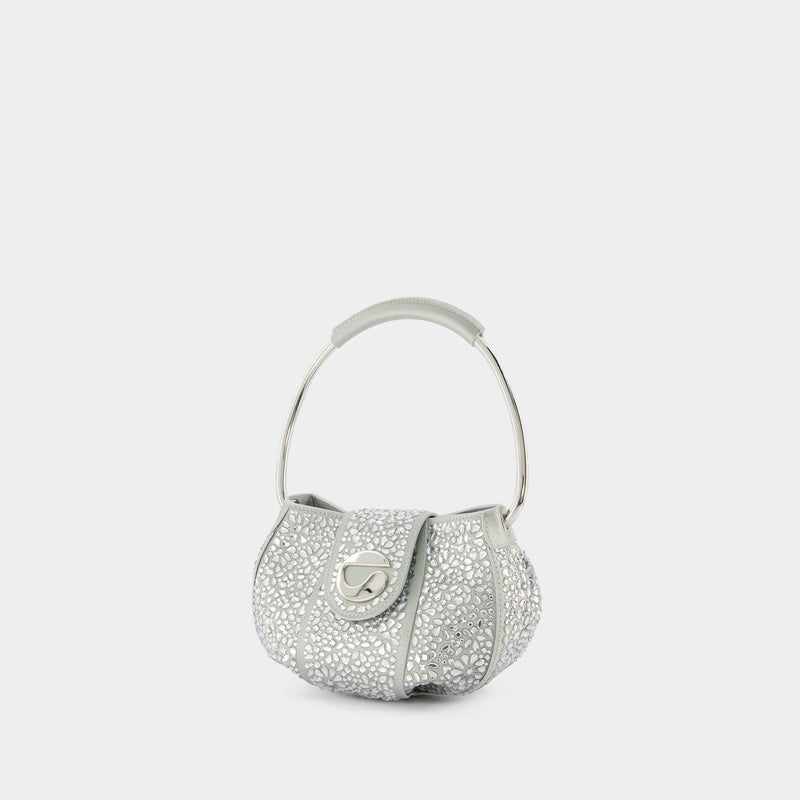 Crystal-Embellished Ring Pouch in Silver