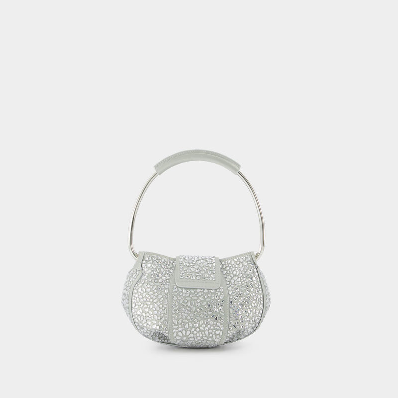 Crystal-Embellished Ring Pouch in Silver