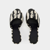 Zebra Print Logo Mules - Coperni - Black/White - Leather