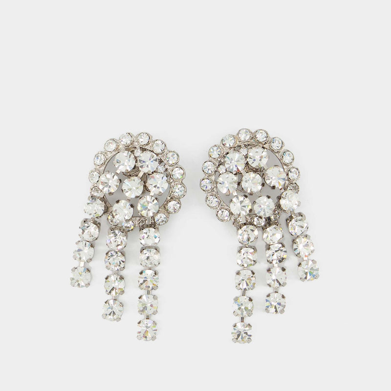 Crystal Cascade Earring - Alessandra Rich - Silver - Brass