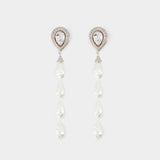 Pearl Cascade Earring - Alessandra Rich - Silver - Brass