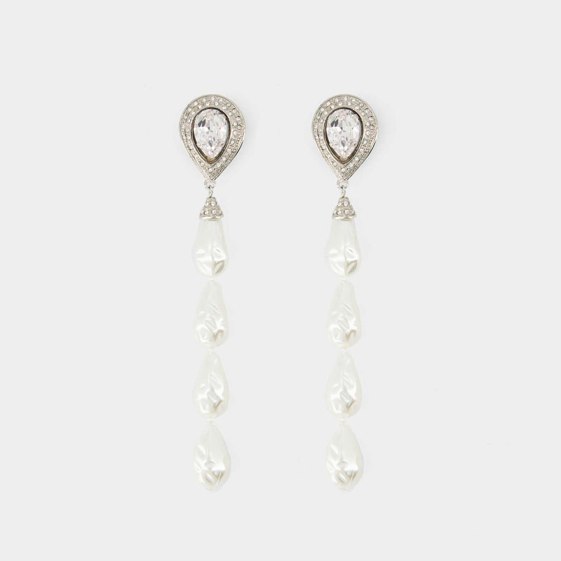 Pearl Cascade Earring - Alessandra Rich - Silver - Brass