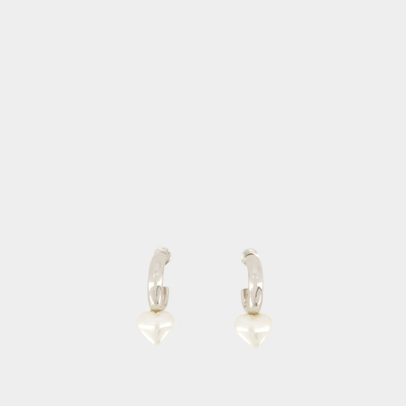 Mini Heart Hoop Earrings - Simone Rocha - Beige