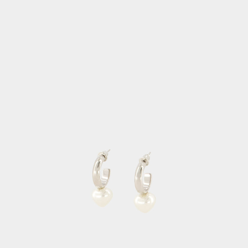 Mini Heart Hoop Earrings - Simone Rocha - Beige