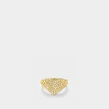 Set Heart Signet Ring 
Wave Ring Diamonds in Yellow Gold