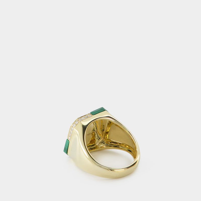 Small Damier Malachite Ring - Yvonne Leon - Gold - 9K