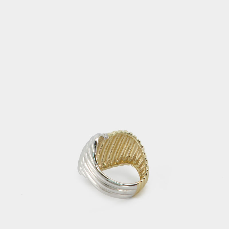 Cœur Berlingot Vague Ring - Yvonne Leon - Golg/White - 9K