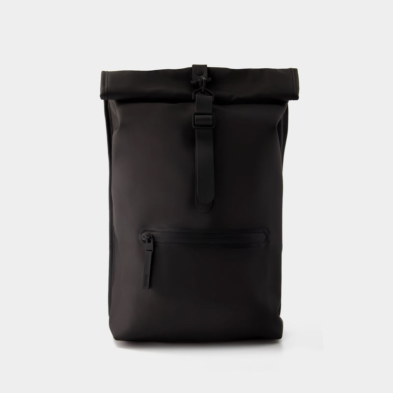 Rolltop Rucksack Backpack - Rains - Synthetic - Black