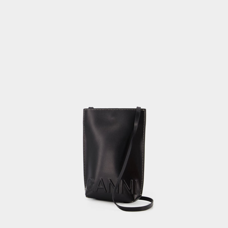 Banner Small Crossbody Bag - Ganni - Leather - Black