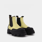 Yellow Leather Cleated Boots