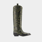 Western Boots - Ganni - Black/Yellow - Leather