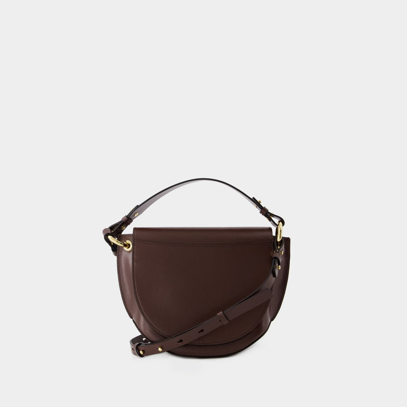 Banner Saddle Crossbody Bag - Ganni - leather - Chocolate