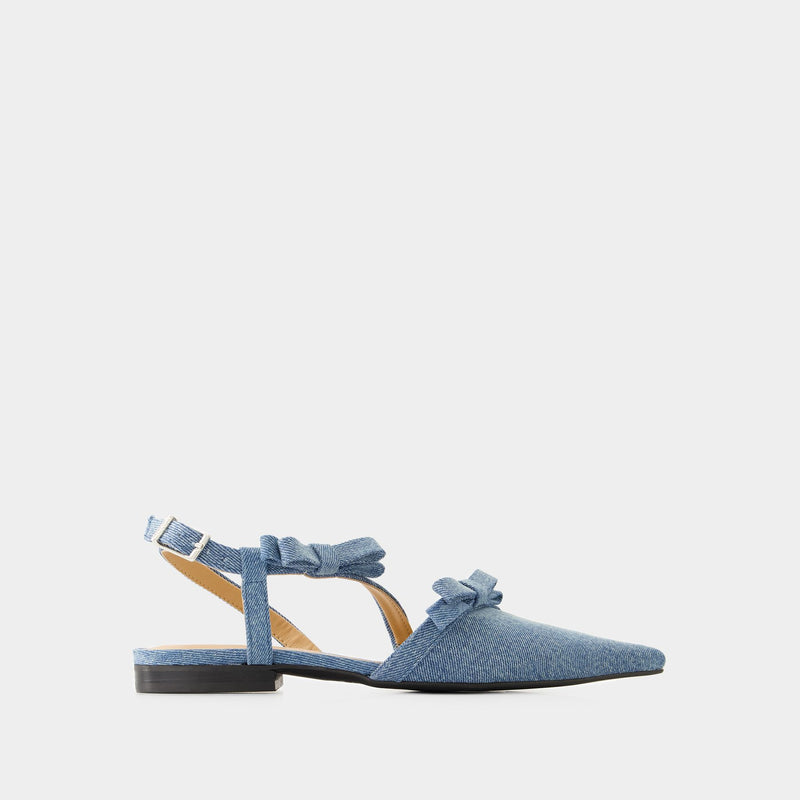 Multi Bow Ballerinas - Ganni - Cotton - Blue Denim