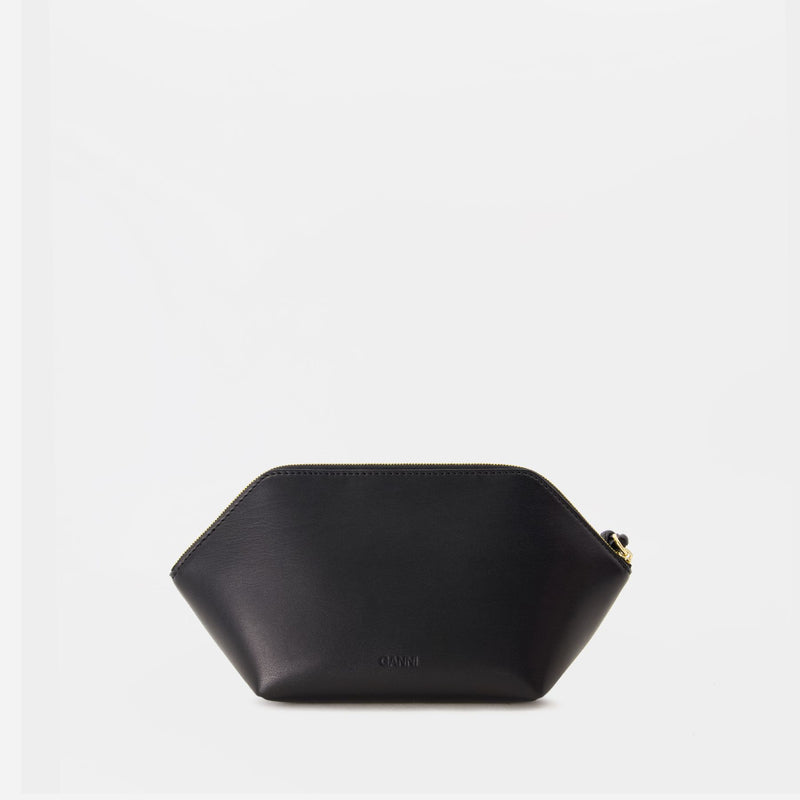 Ganni Bou Zipped Clutch - Ganni - Synthetic Leather - Black