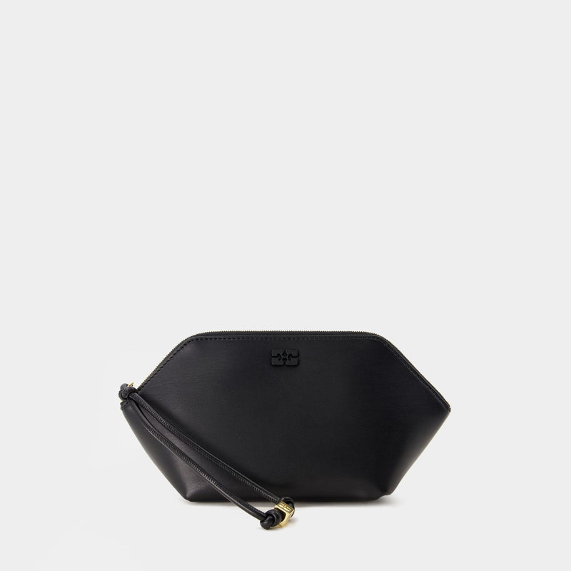 Ganni Bou Zipped Clutch - Ganni - Synthetic Leather - Black