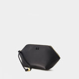 Ganni Bou Zipped Clutch - Ganni - Synthetic Leather - Black