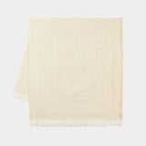 Monogram Scarf - TOTEME - Wool - White Macadamia