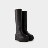 Tubular Boots in Black Leather