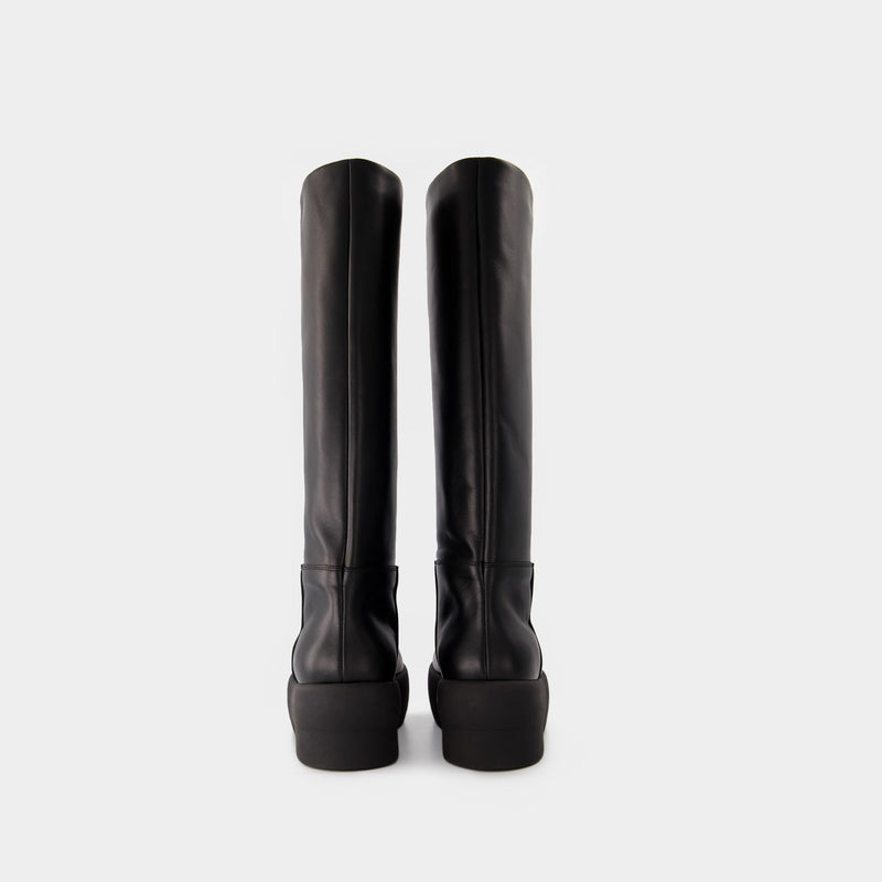 Tubular Boots in Black Leather