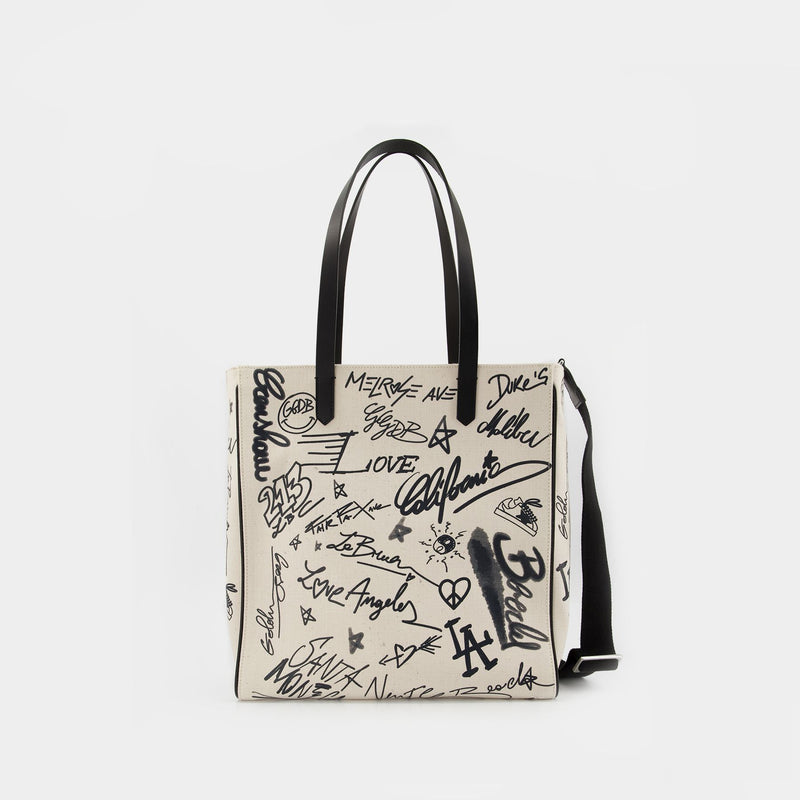 California Tote Bag - Golden Goose - White/Black - Leather