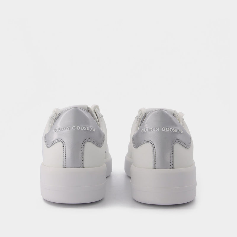 Pure Star Sneakers in White and Silver Leather