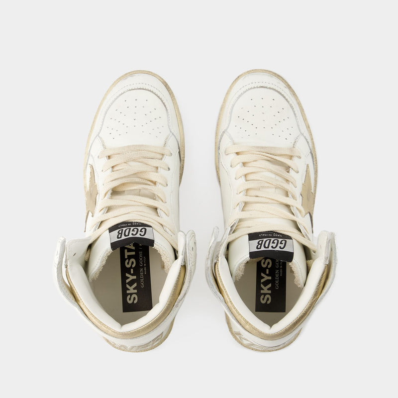 Sky Star Sneakers - Golden Goose Deluxe Brand - Leather - White/Gold