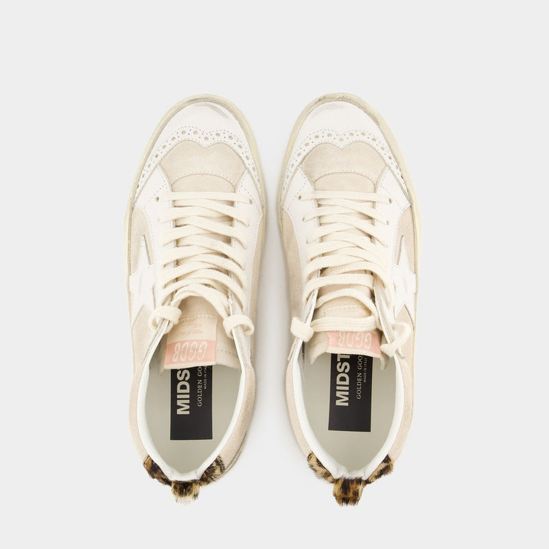 Mid Star Sneakers - Golden Goose Deluxe Brand - Leather - Beige