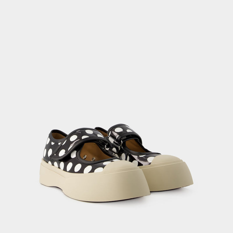 Mary Jane Sneakers - Marni - Leather - Black/Lily White