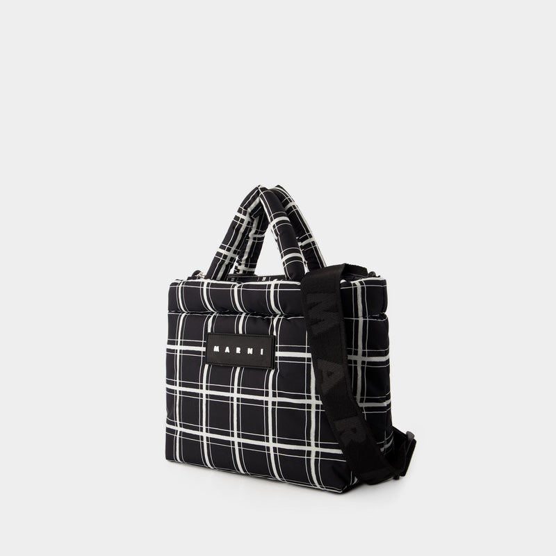 Ew Nylon Print Tote Bag - Marni - Leather - Black