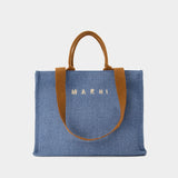 Large Basket Shopper Bag - Marni - Cotton - Blue