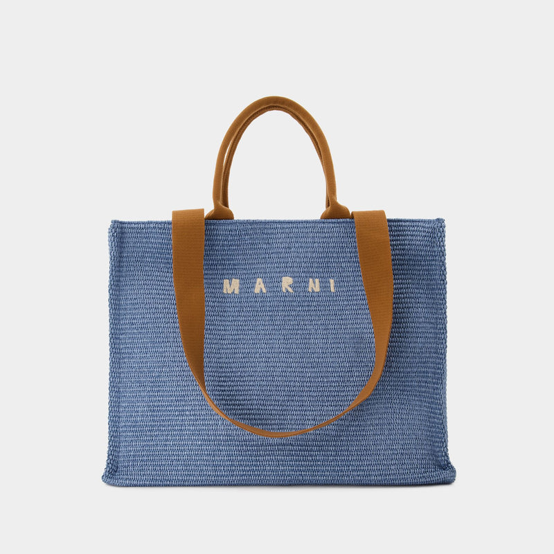 Large Basket Shopper Bag - Marni - Cotton - Blue