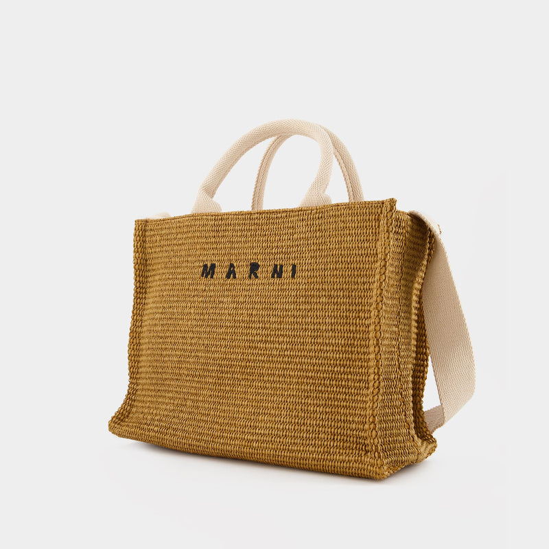 Small Basket Shopper Bag - Marni - Leather - Sienna/Natural