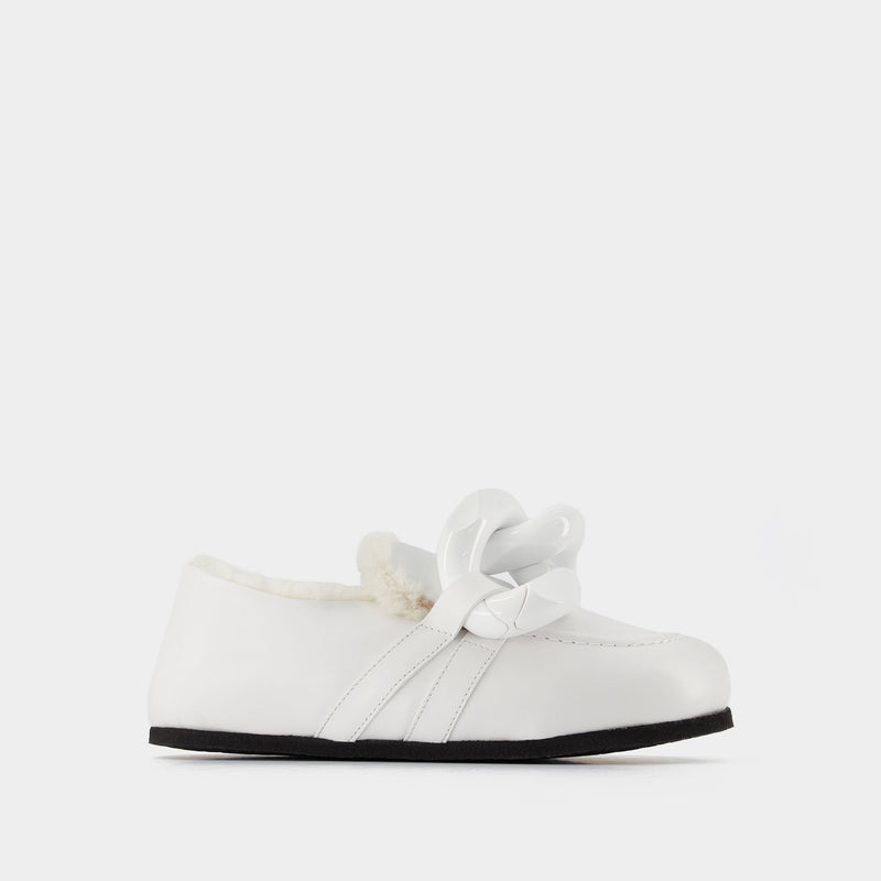 Chain Loafers Close Back in White Leather