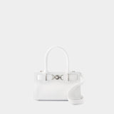 Small Tote Bag - Versace - Leather - White