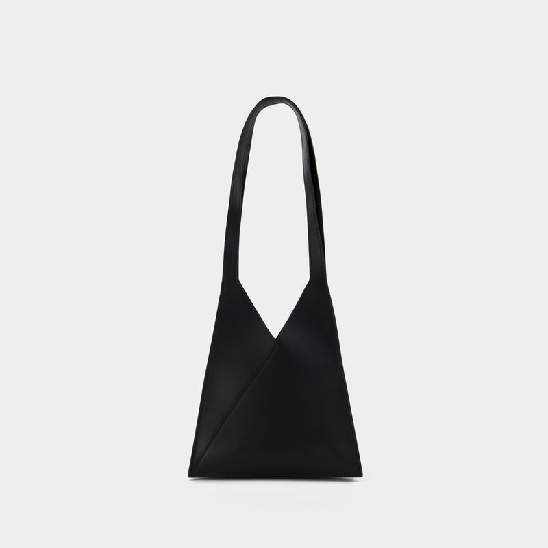 Flap Japanese Hobo Bag - Mm6 Maison Margiela - Black - Leather