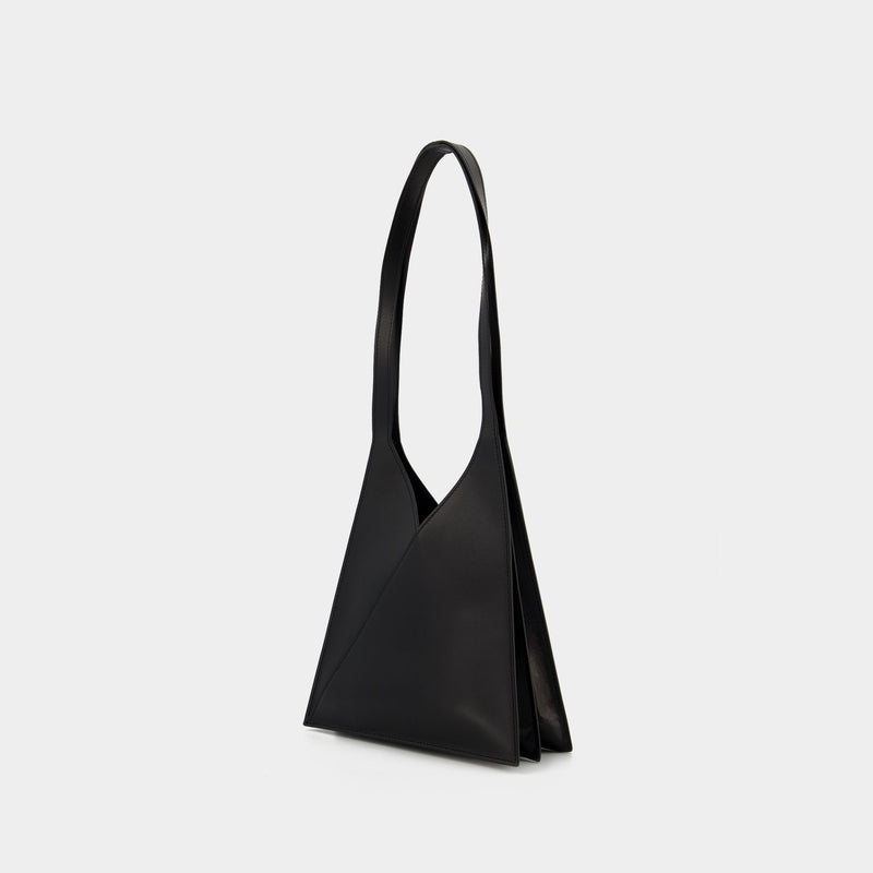 Flap Japanese Hobo Bag - Mm6 Maison Margiela - Black - Leather