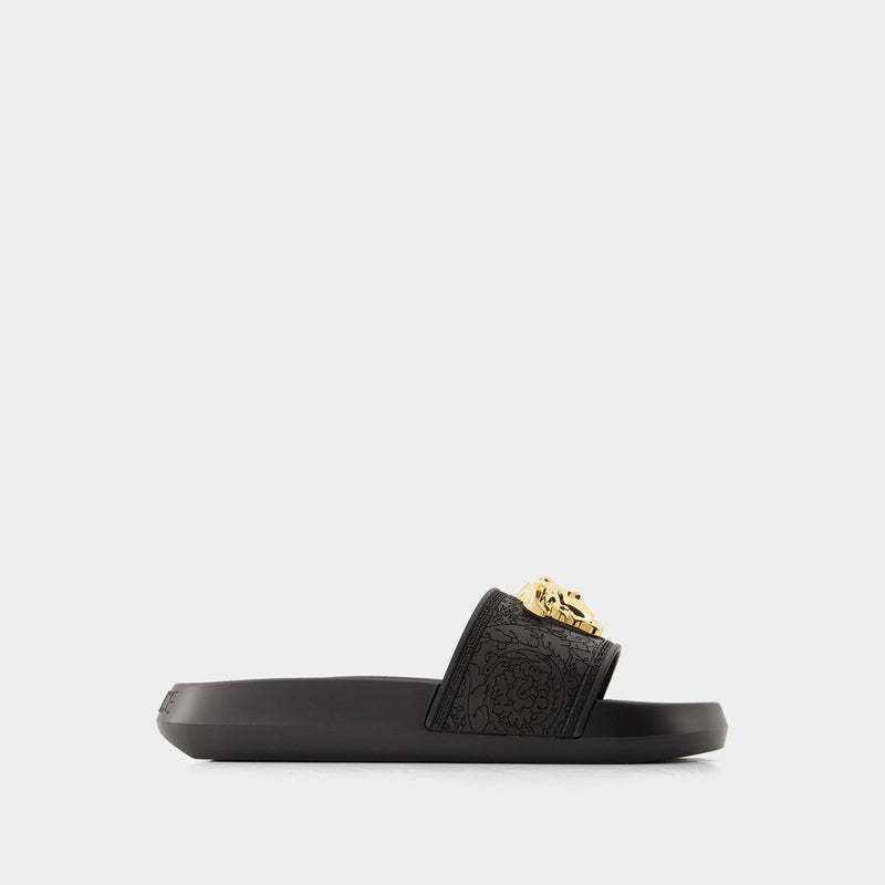 Medusa Pool Slides - Versace - Rubber - Black