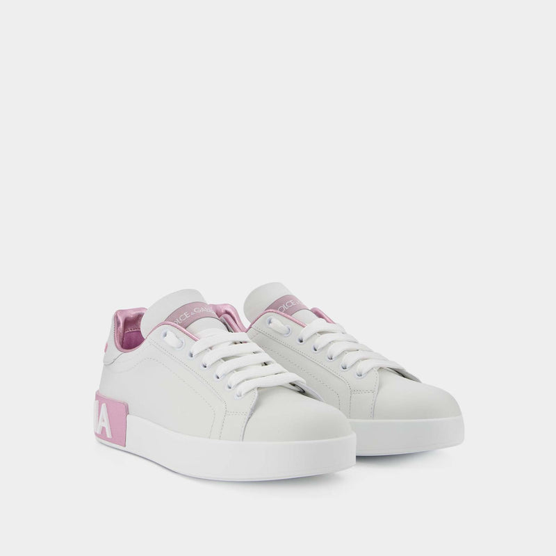 Portofino Sneakers - Dolce 
Gabbana - White/Pink - Leather