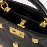 Roman Stud Small Handbag - Valentino Garavani - Black - Leather