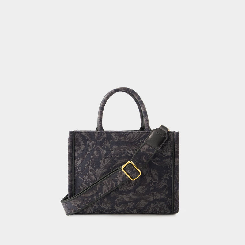 Athena Medium Tote Bag - Versace - Cotton - Black