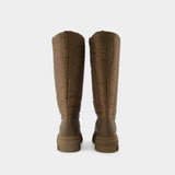 Tall Puffer Boots in Khaki Poly