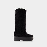 Tall Eco Shearling Chunk Sole Boots in Black Poly