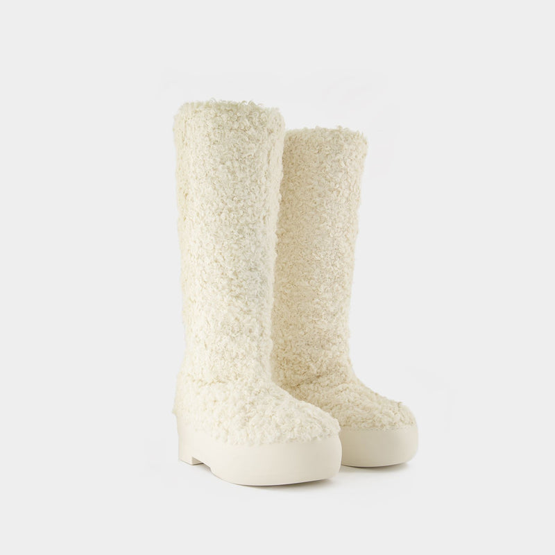 Tall Eco Shearling Chunk Sole Boots in Ivory Poly