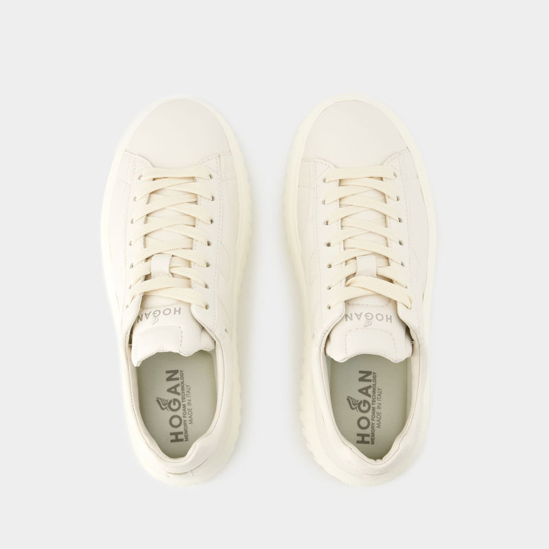 H Stripes Sneakers - Hogan - Leather - Beige