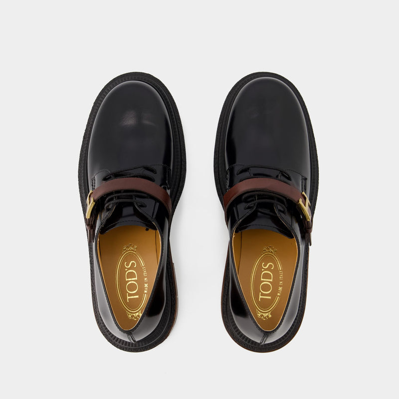 Gomma Allacciata Cinturino Loafers - Tod
s - Leather - Black