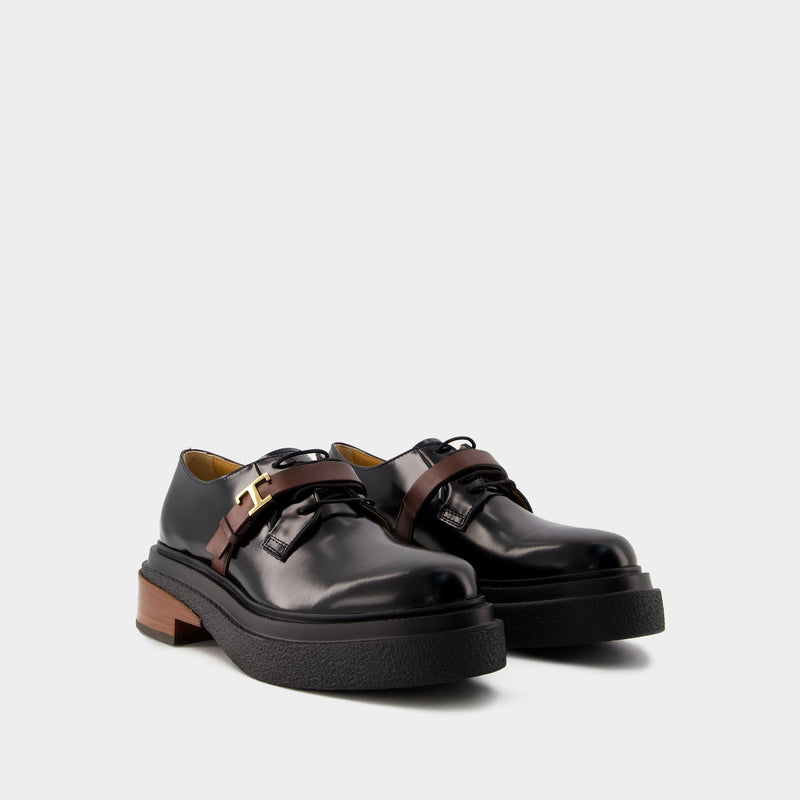 Gomma Allacciata Cinturino Loafers - Tod
s - Leather - Black