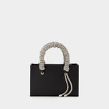 Phone Cord Midi Tote Phone Pouch - Kara - Black - Leather