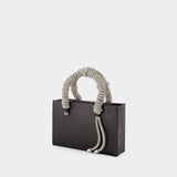 Phone Cord Midi Tote Phone Pouch - Kara - Black - Leather