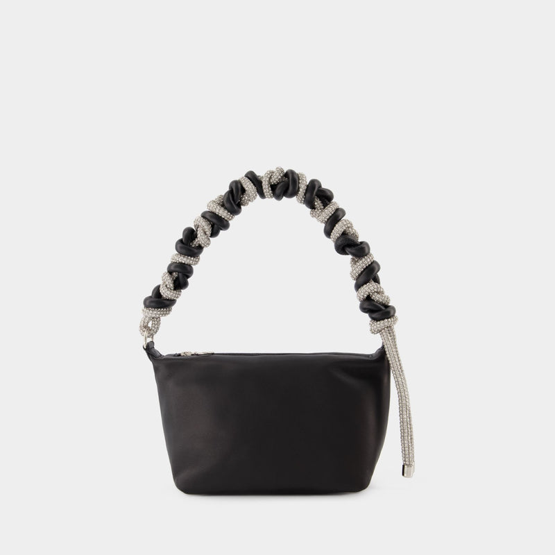 Crystal Phone Cord Hobo Bag - Kara - Black - Leather